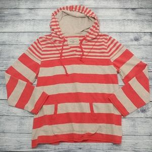 Sonoma coral/gray stripe hoodie sweatshirt